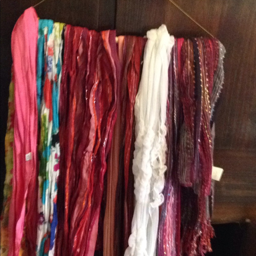 Lot of different kinds of scarves.